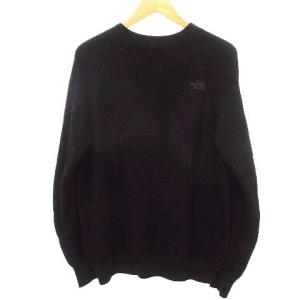 THE NORTH FACE 美品 NT62296 セーター コンフォーティブ ウール クルーネック ニット トレーナー Lサイズ 黒 ブラック U90