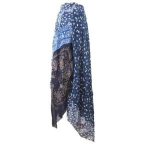 DIESEL ロング スカート パッチワーク へム ペイズリー柄 アシンメトリー ドレープ 26 青 ブルー U90