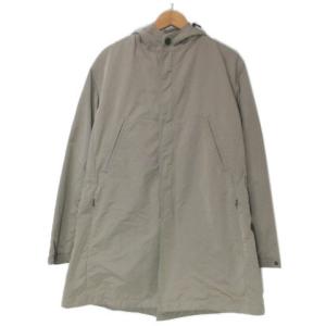 HOMME モッズコート フリースライナー 薄手 ジップアップ フーディー 茶 ブラウン 48 L相当 GY09 X