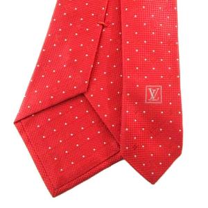 LOUIS VUITTON 美品 ネクタイ ルージュ モノグラム レギュラータイ シルク ドット 剣先8cm 赤 レッド GY09