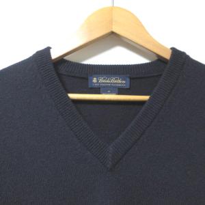 Brooks Brothers ニット セーター カシミヤ100% 長袖 Vネック M 紺 ネイビー U90 X