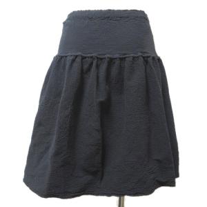 me ISSEY MIYAKE ひざ丈 スカート フレア ウエストゴム 黒 ブラック GY09 X