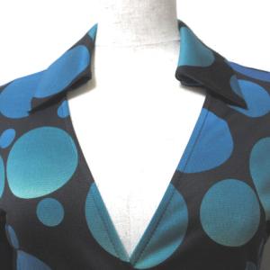DIANE von FURSTENBERG シルク ワンピース JUSTIN ラップ カシュクール ひざ丈 7分袖 ドット 水玉 2 M相当 黒 青 紫 U90 X