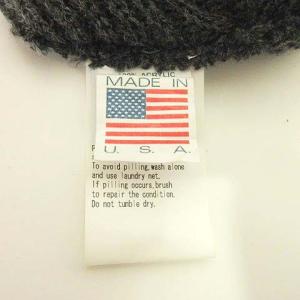 STUSSY ビーニー 帽子 ワッチキャップ ニットキャップ USA製 ワッペン ロゴ刺繍 ワンポイント SizeFREE グレー U90