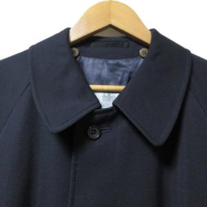 Aquascutum ステンカラーコート ロング ウール 紺 ネイビー OKZ X