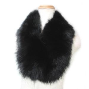 美品 マフラー ティペット ファー 黒 ブラック GY11 X