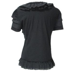 TO BE CHIC 美品 半袖 カットソー フリル ビジュー 2 M相当 黒 ブラック GY09 X
