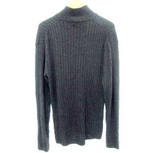 BURBERRY BLACK LABEL 美品 ハーフボタン セーター リブニット 薄手 長袖 騎兵刺繍 ワンポイント コットン 3 L相当 グレー U90