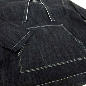 THE FLAT HEAD 美品 デニム メキシカンパーカー プルオーバー セルビッジ トップス L 紺 ネイビー U90