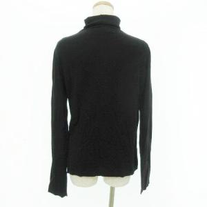 Max Mara タートルネック ニット カットソー 長袖 無地 ウール トップス 薄手 L 黒 ブラック GY09