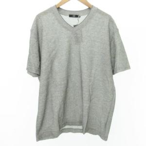 23区 homme タグ付き Tシャツ 半袖 Vネック 無地 コットン 和紙混 50 L相当 ライトグレー GY09