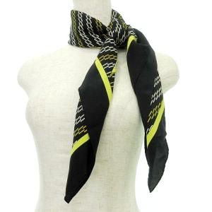 Cartier 美品 Must de Cartier スカーフ ロゴ柄 シルク 正方形 イタリア製 黒 ブラック GY09