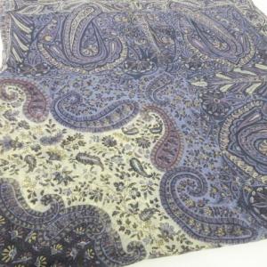 ETRO 美品 シルク スカーフ ペイズリー柄 大判 薄手 シースルー 紺 ネイビー U90