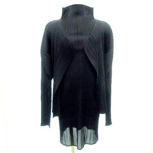 イッセイミヤケ アンサンブル カーディガン チュニック L ブラック