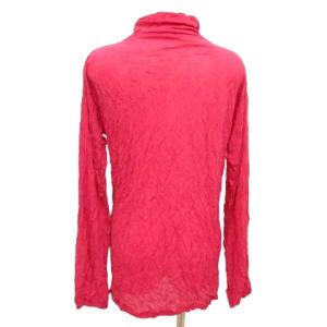 ISSEY MIYAKE 美品 長袖 カットソー ハイネック 薄手 シワ加工 シアー M ピンク GY09
