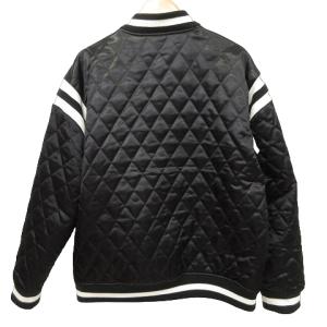 Supreme 17SS QUILTED SATIN VARSITY JACKET L ブラック