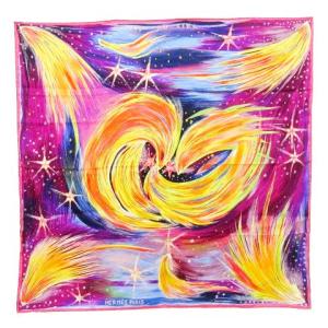 カレ 90 天の火 Feux du CIEL スカーフ シルク フランス製 パープル