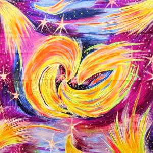 HERMES カレ 90 天の火 Feux du CIEL スカーフ シルク フランス製 パープル