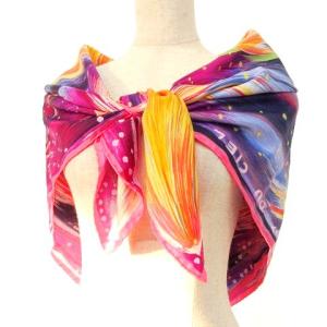 HERMES カレ 90 天の火 Feux du CIEL スカーフ シルク フランス製 パープル