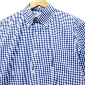 Brooks Brothers 美品 ボタンダウン シャツ 長袖 ギンガムチェック カジュアル S 青 ブルー U90