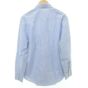 Brooks Brothers 美品 シャツ 長袖 ストライプ ボーダー柄 S 約Lサイズ 青 ブルーU90