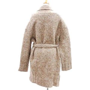 Drawer ニット ガウン コート アウター フリンジ ショールカラー ミックス地 ウール アルパカ混 1 S相当 ベージュ系 IBO45