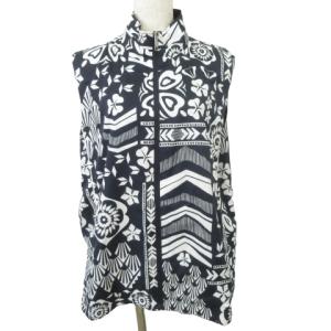 LEONARD リバーシブル ベスト ジャケット ラインストーン 44 紺 ネイビー GY09