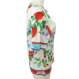 LEONARD Tシャツ カットソー 半袖 カットソー コットン 花柄 実寸S相当 白系マルチカラー GY09