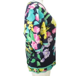 LEONARD Tシャツ  カットソー 半袖 コットン 花柄 Mサイズ 紺 ネイビー GY09