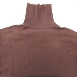 Christian Dior 美品 ヴィンテージ 長袖 カットソー タートルネック ワンポイント コットン Lサイズ 茶 ブラウン GY09