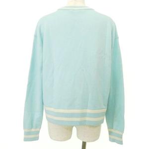 alice + olivia 美品 ロゴ ニット セーター 長袖 ビーズ装飾 プルオーバー カットソー XS ライトブルー系 GY09