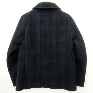 DANTON 18AW ウール モッサ ジャケット ブラックウォッチ コート くるみボタン 40 Sサイズ 紺 ネイビー GY09