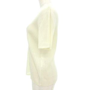 PLEATS PLEASE ISSEY MIYAKE 美品 半袖 カットソー メッシュ トップス 3 L相当 クリーム色 イッセイミヤケ GY09 A1215