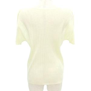 PLEATS PLEASE ISSEY MIYAKE 美品 半袖 カットソー メッシュ トップス 3 L相当 クリーム色 イッセイミヤケ GY09 A1215