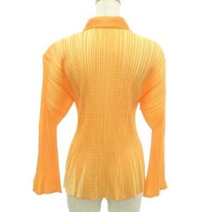 PLEATS PLEASE ISSEY MIYAKE 美品 長袖 シャツ チェック 3 約M?Lサイズ オレンジ GY09