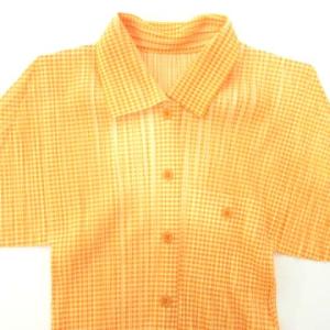 PLEATS PLEASE ISSEY MIYAKE 美品 長袖 シャツ チェック 3 約M?Lサイズ オレンジ GY09