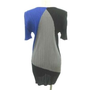 PLEATS PLEASE ISSEY MIYAKE 美品 半袖 カットソー 配色 3 約M?Lサイズ 黒 ブラック GY09