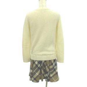 BLUE LABEL CRESTBRIDGE 美品 ニット コンビ ワンピース ひざ丈 36 約Sサイズ アイボリー U90