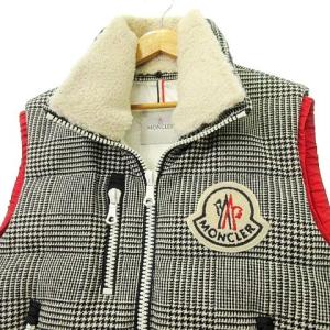 MONCLER BASTIEN ダウンベスト チェック ツイード デカロゴワッペン 4 グレー