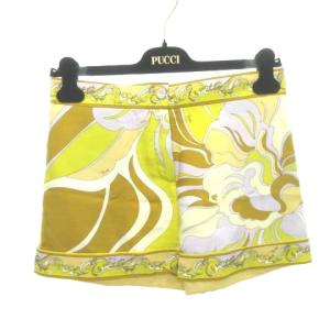 美品 ショートパンツ 薄手 総柄 40 約Mサイズ 黄色 イエロー U180