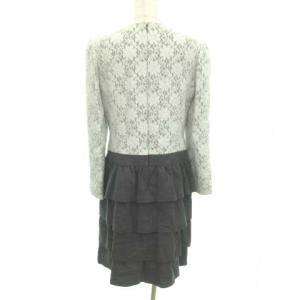M'S GRACY ワンピース ひざ丈 レース 厚手 42 約Lサイズ 白 ホワイト GY09