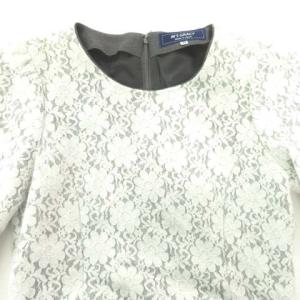 M'S GRACY ワンピース ひざ丈 レース 厚手 42 約Lサイズ 白 ホワイト GY09