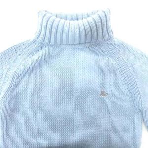 BURBERRY BLACK LABEL 美品 セーター ニット ハイネック ウール 2 約Mサイズ 青 ブルー GY09
