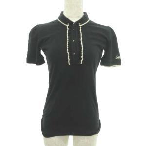 美品 ポロシャツ 半袖 ライン 38 約Mサイズ 黒 ブラック GY09