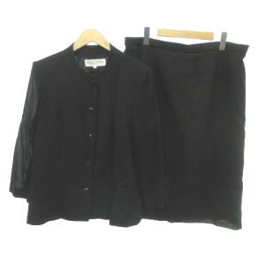 美品 ハイフォーマル セットアップ 喪服 ブラックフォーマル 薄手 18 約XLサイズ 黒 ブラック OKZ