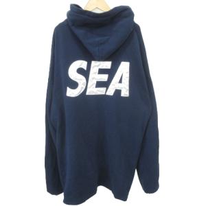 WIND AND SEA パーカー プルオーバー ジップアップ ロゴ 刺繍 XL 紺 ネイビー U90