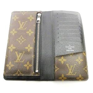 LOUIS VUITTON ポルトフォイユ・ブラザ モノグラム マカサー 長財布 M69410 二つ折り レザー 切替 ブラウン