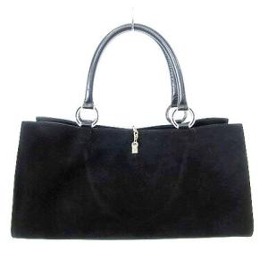 VALENTINO GARAVANI ヴィンテージ スエード トートバッグ Vロゴ ハンドバッグ 黒 ブラック U90