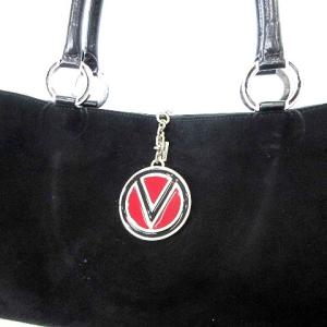 VALENTINO GARAVANI ヴィンテージ スエード トートバッグ Vロゴ ハンドバッグ 黒 ブラック U90