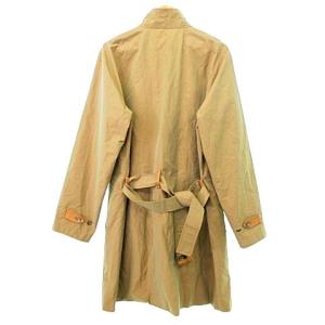 HUNTING WORLD ロロピアーナ生地 スタンドカラー コート ロング ベルト付 ビジネス カジュアル ジャケット L  ベージュ IBO47